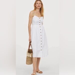 H&M White Button-Front Midi Sundress